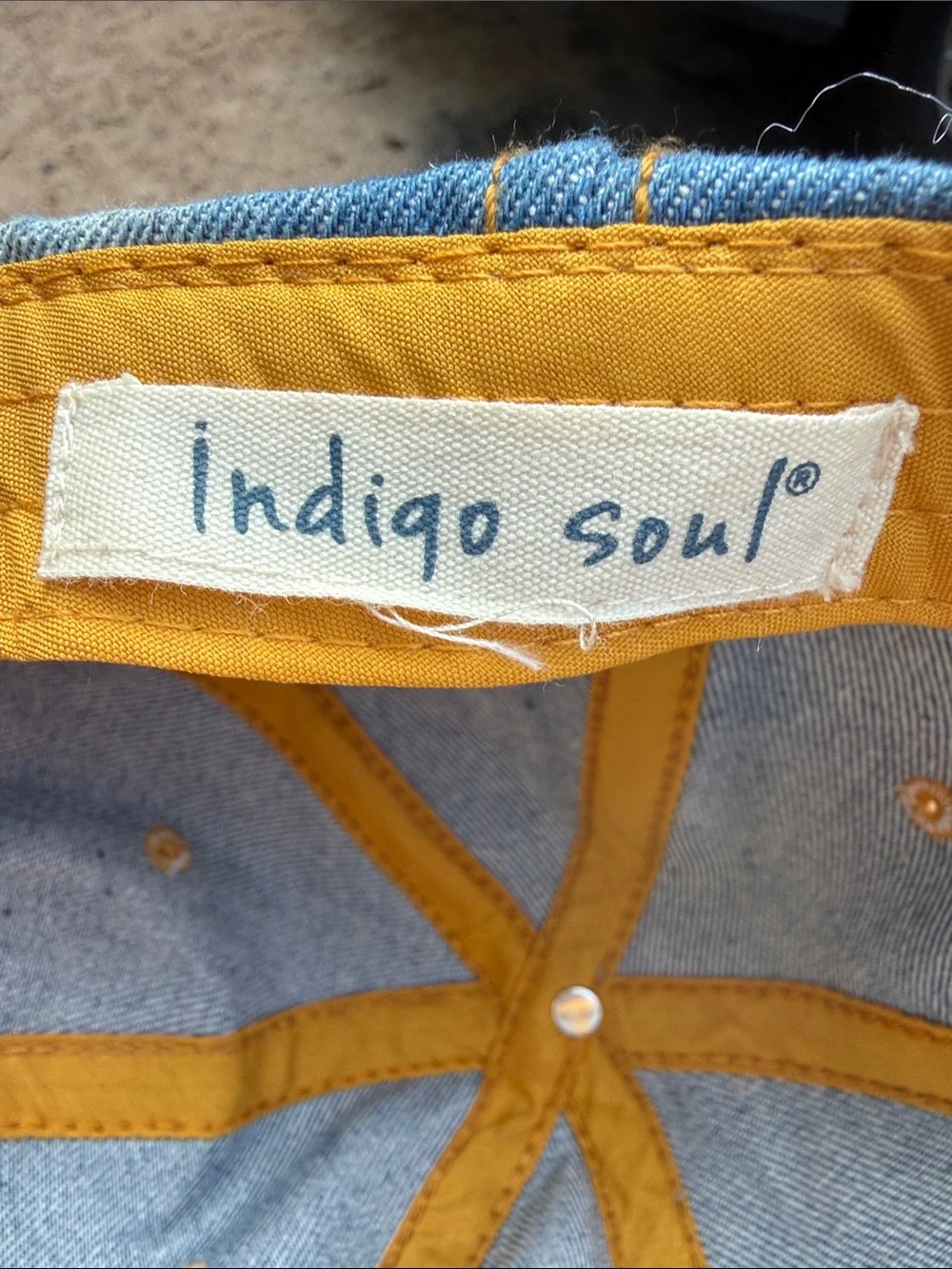 indigo soul Denim Baseball Cap with Rhinestone Cross - Blue